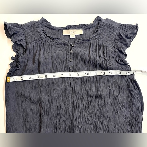 Loft Women's Ruffle Sleeve Tank Top with Button Detail Summer Shirt Size XS - Picture 9 of 14